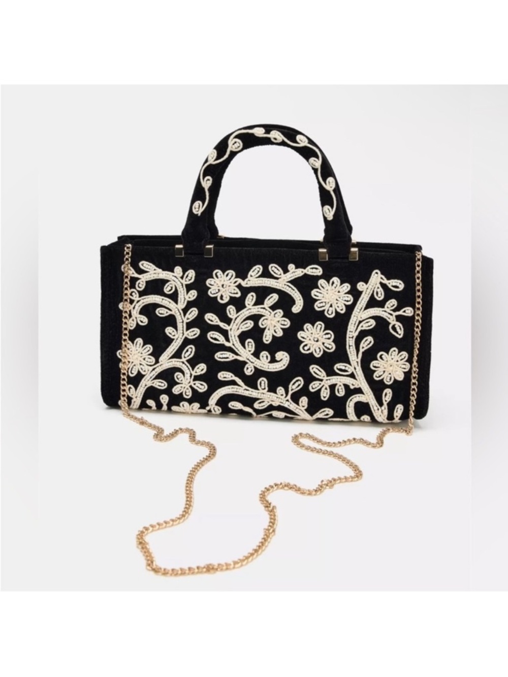 ZARA FLORAL BEADS EMBROIDERED CITY BAG - Picture 2 of 5
